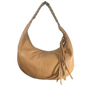 Banana Republic Light Orange Leather Braided Strap Slouchy Boho Shoulder Purse